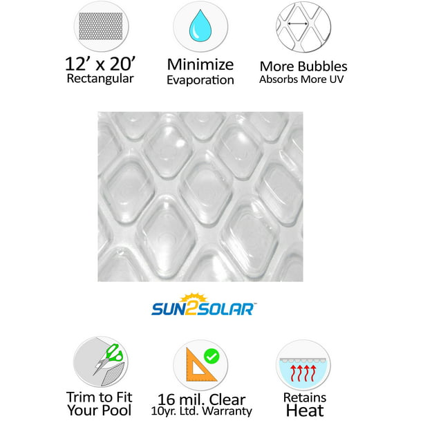 w/ Grommets 16 Carat Crystal Diamond Swimming Pool Solar Heater Blanket Covers